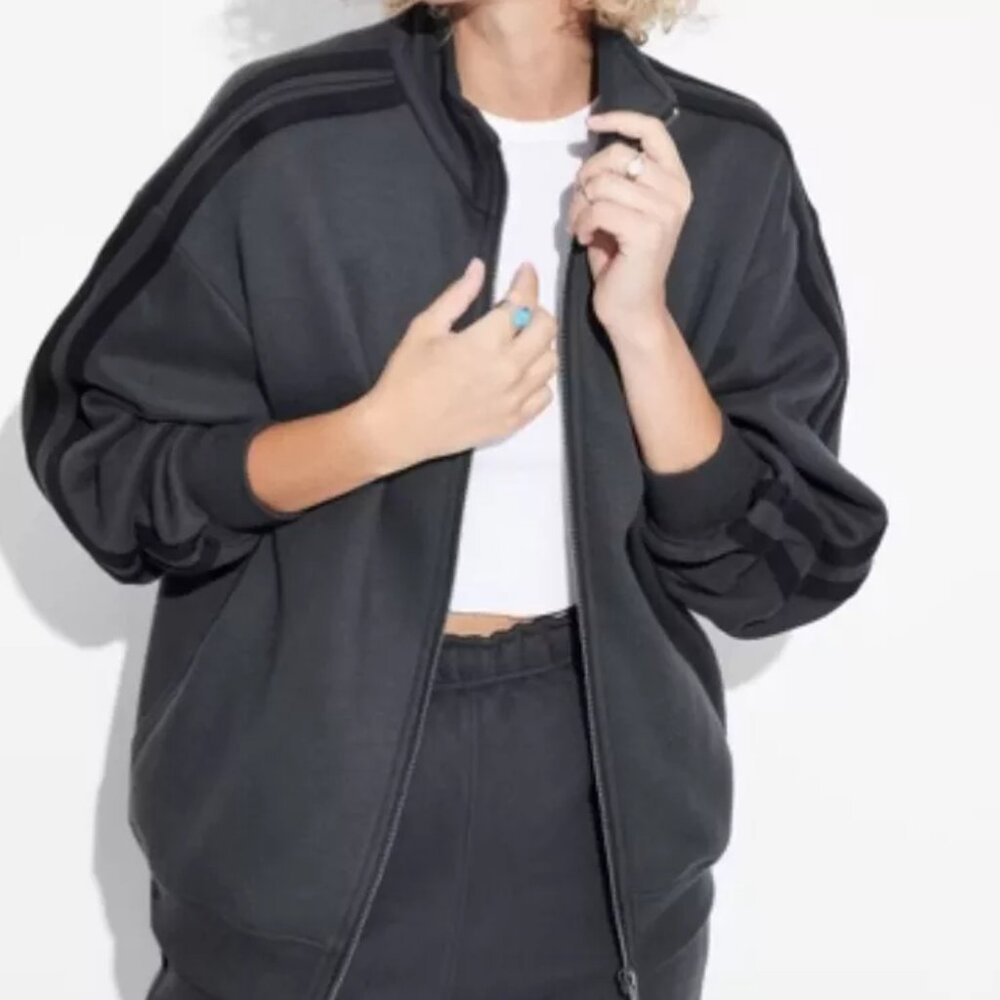 Wild Fable Women's Large Black Fleece Layer Zip-Up Sweatshirt Jacket Long Sleeve